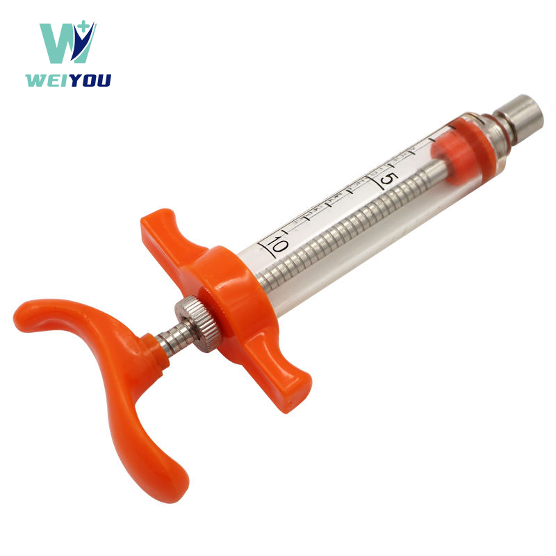 Mga Plastic-Steel Veterinary Syringe na May Dose Nut